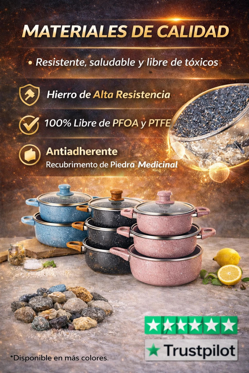 🍳Set de 13 Piezas Antiadherentes | Cocina perfecta sin que nada se pegue