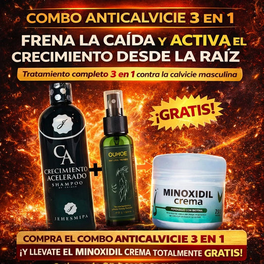 🧴Combo Anticalvicie 3 en 1 |💆‍♀️ Reactiva tu crecimiento capilar desde la raíz al mejor precio